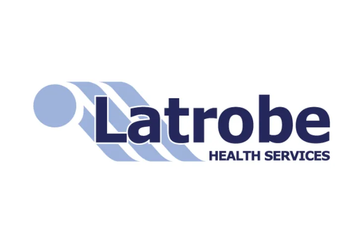 Latrobe Health Services logo in light and dark blue
