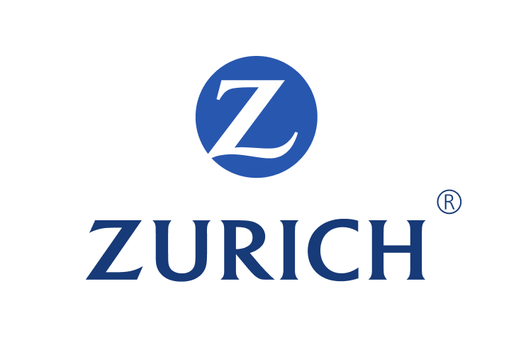 The Zurich logo features a white ‘Z’ in a blue circle. Underneath the circle is the word ‘Zurich’ in dark blue capital letters, including a registration mark.