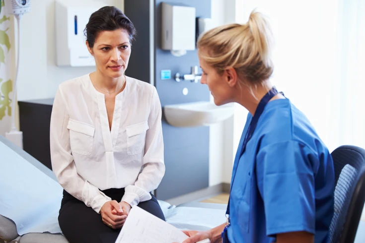 Woman consulting a doctor for a potential mastectomy and the costs around surgery