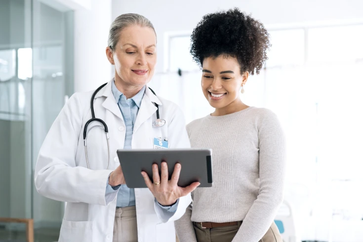 Australian woman consulting a doctor for a turbinate reduction surgery
